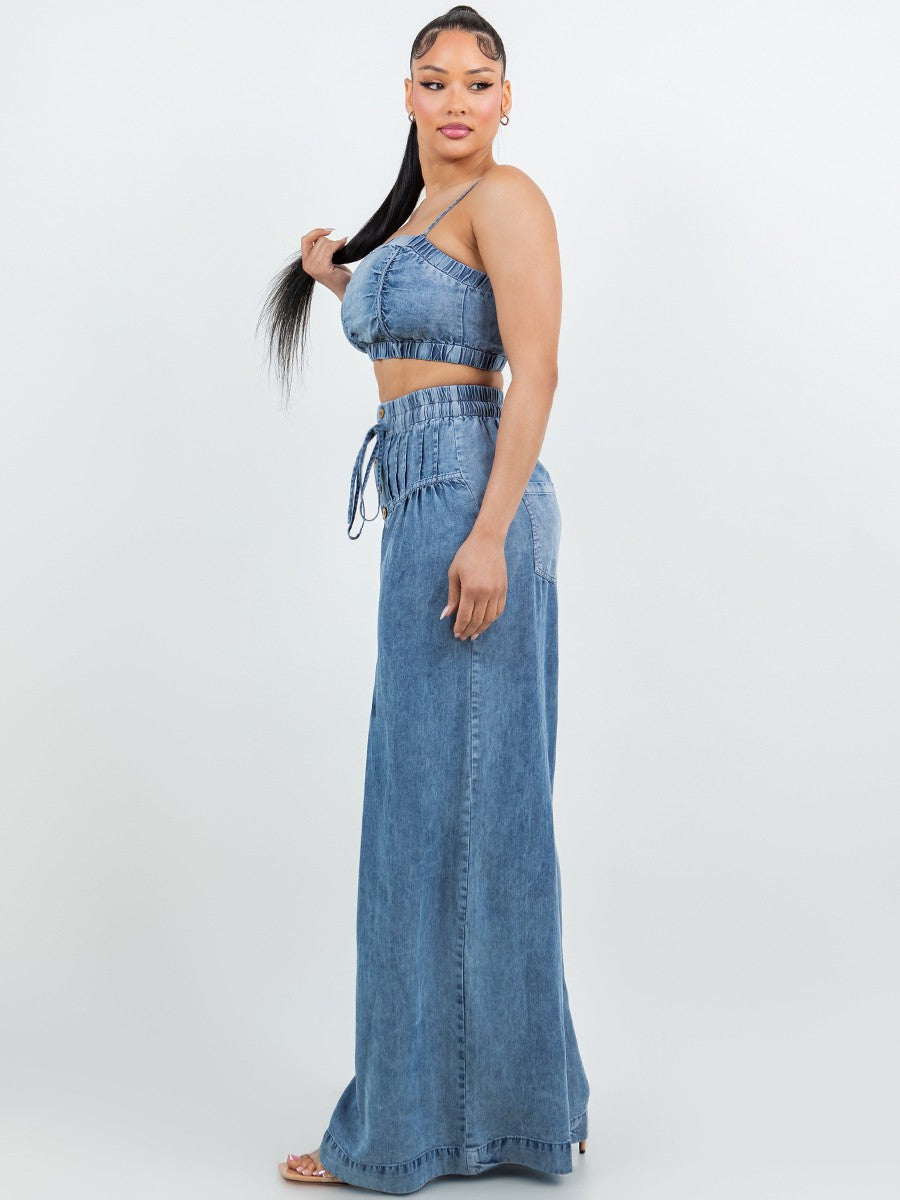 Denim Wide Leg Pants