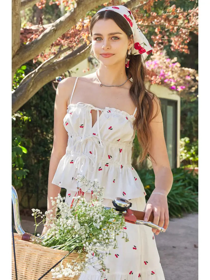 Embroidered Cherry Tank