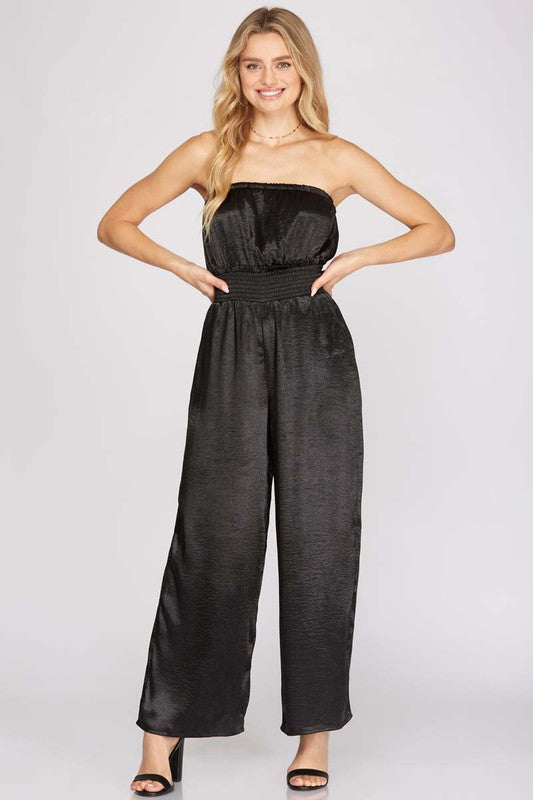 Satin Strapless Jumpsuit