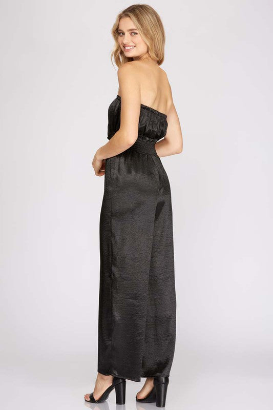 Satin Strapless Jumpsuit