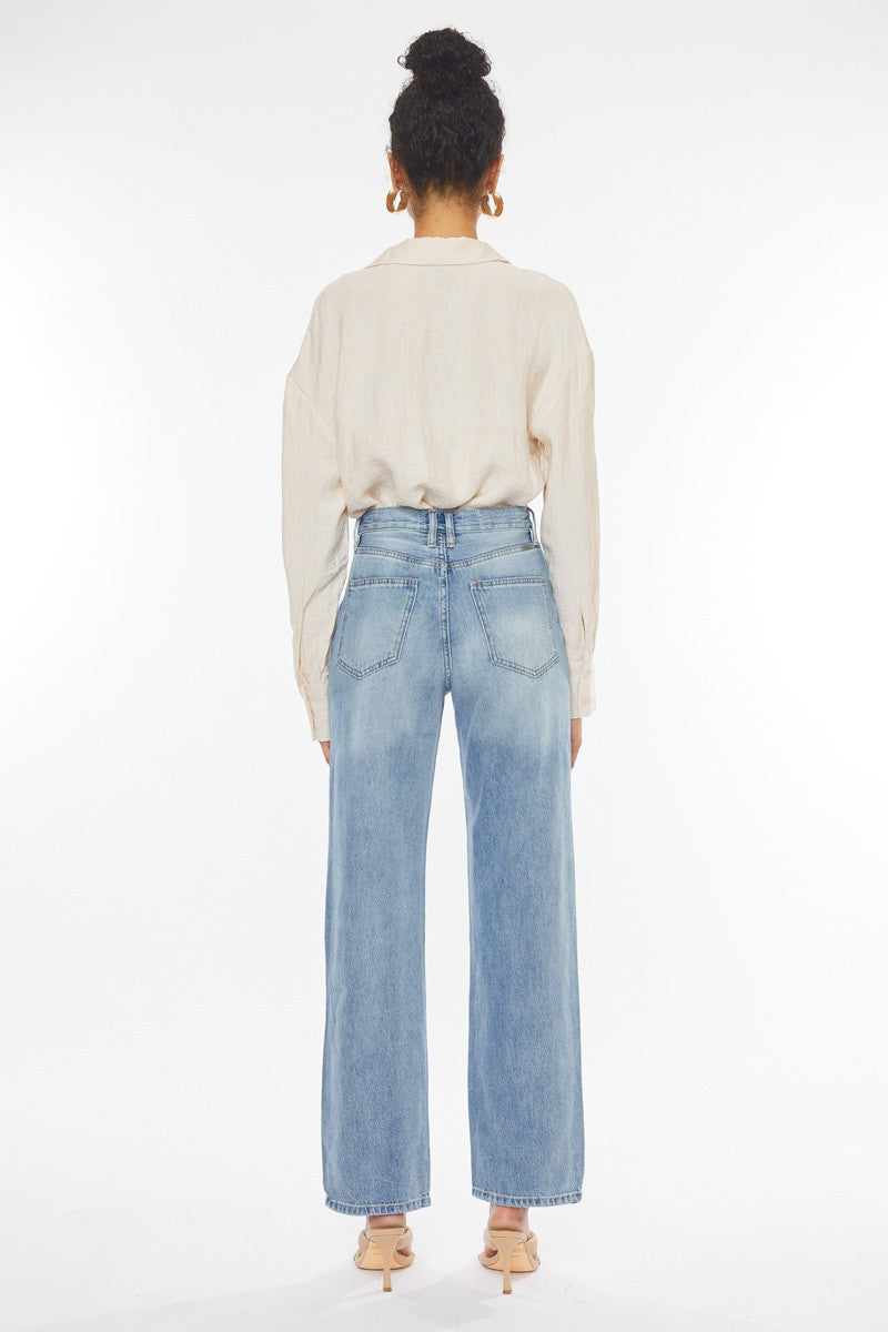 High Rise 90's Criss Cross Straight Jeans