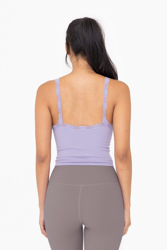 Ribbed Lace Trim Tank