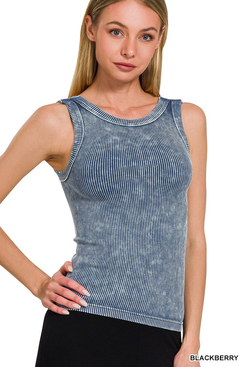 Washed Ribbed Tank Top