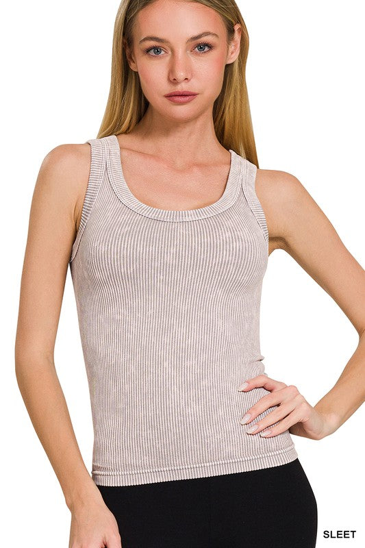 Washed Ribbed Tank Top