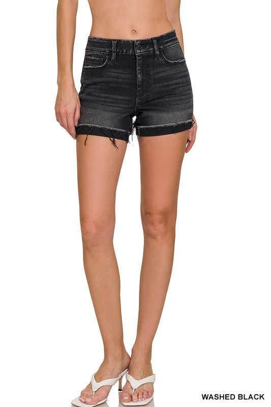 Washed Black Cuff Short