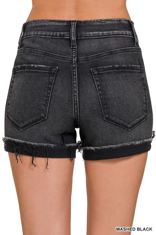 Washed Black Cuff Short