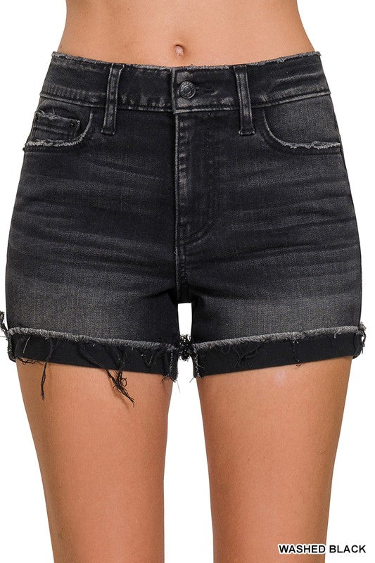 Washed Black Cuff Short
