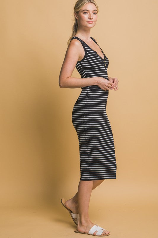 Stripe Knit Midi Dress