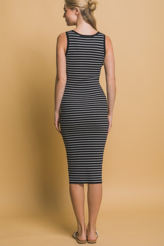 Stripe Knit Midi Dress