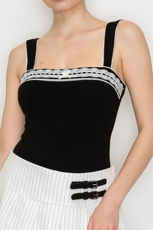 Lace Contrast Bodysuit