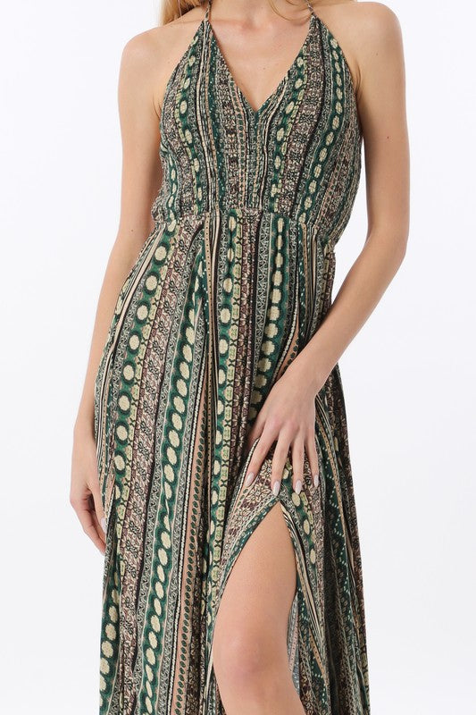 Tribal Print Green Maxi