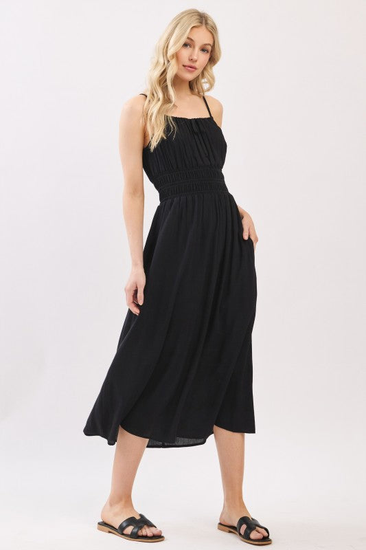 Smocked Waist Midi Dress
