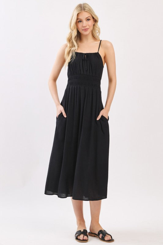 Smocked Waist Midi Dress