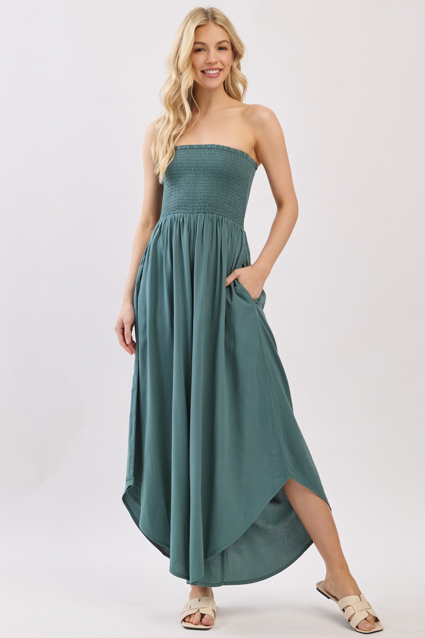 Front & Back Smocked Jumpsuit