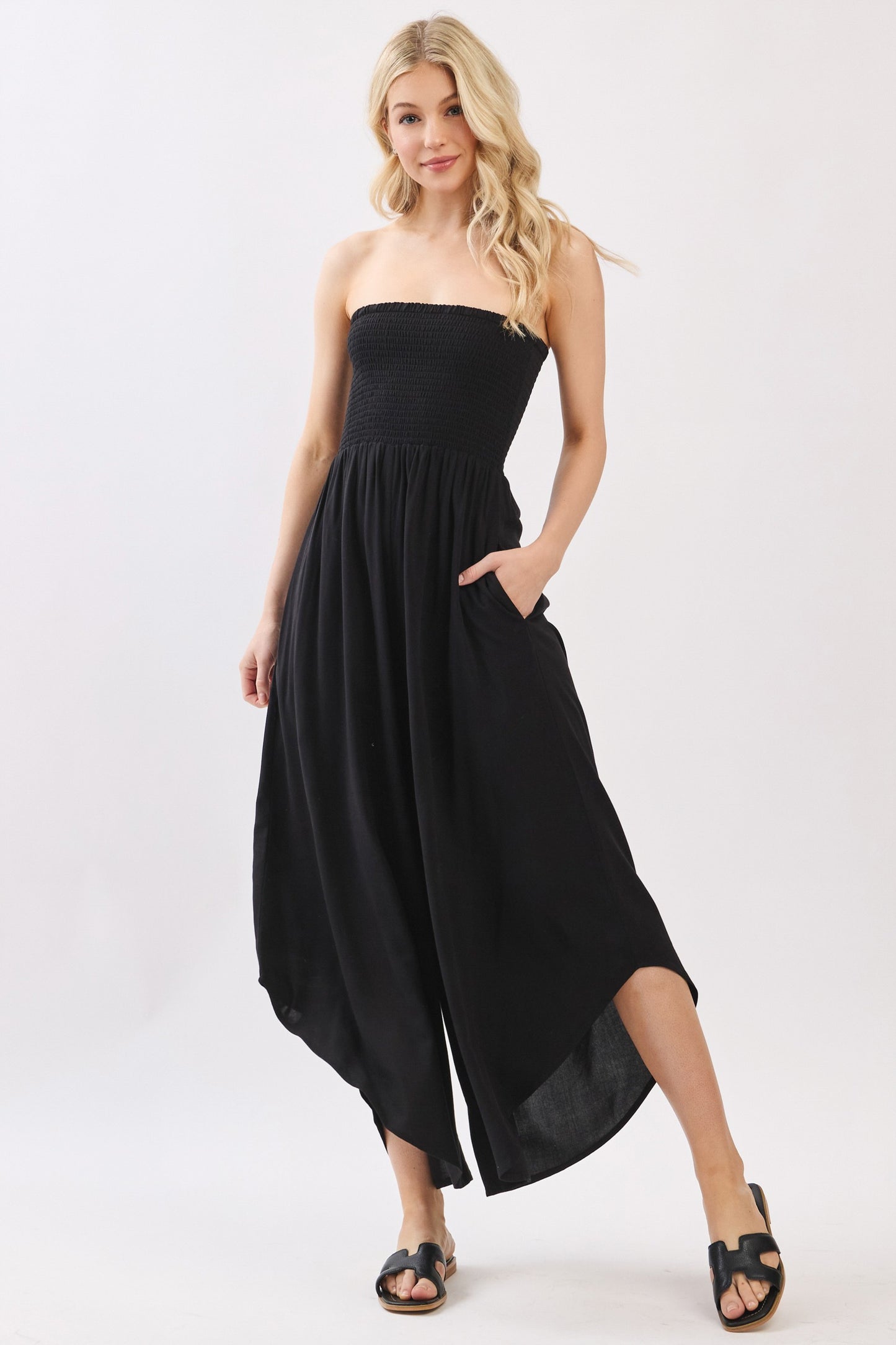 Front & Back Smocked Jumpsuit