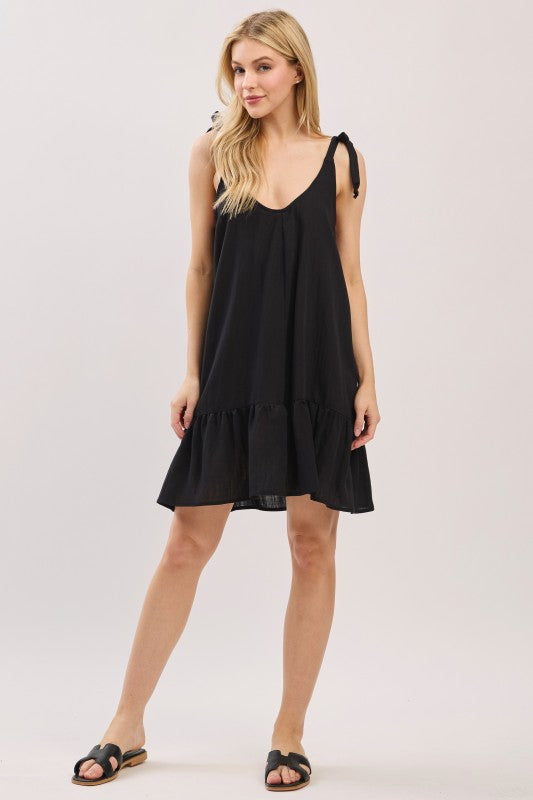 Shoulder Tie Mini Dress