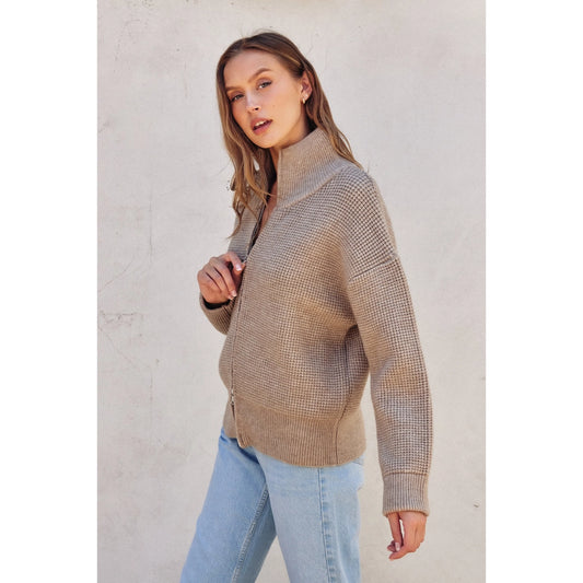 Double-Zip Waffle Knit