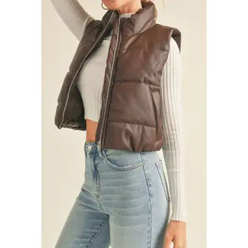 Leather Puffer Vest