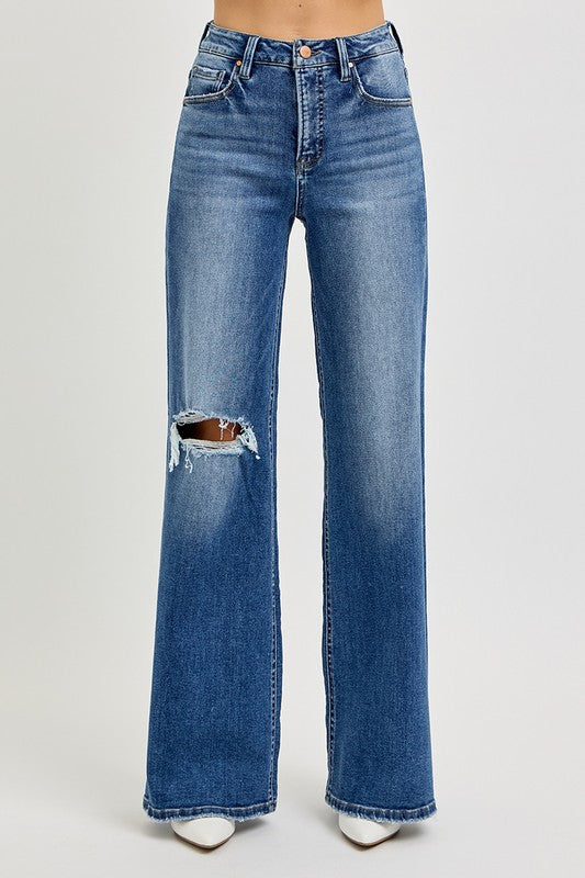 Distressed Wide Leg Jean