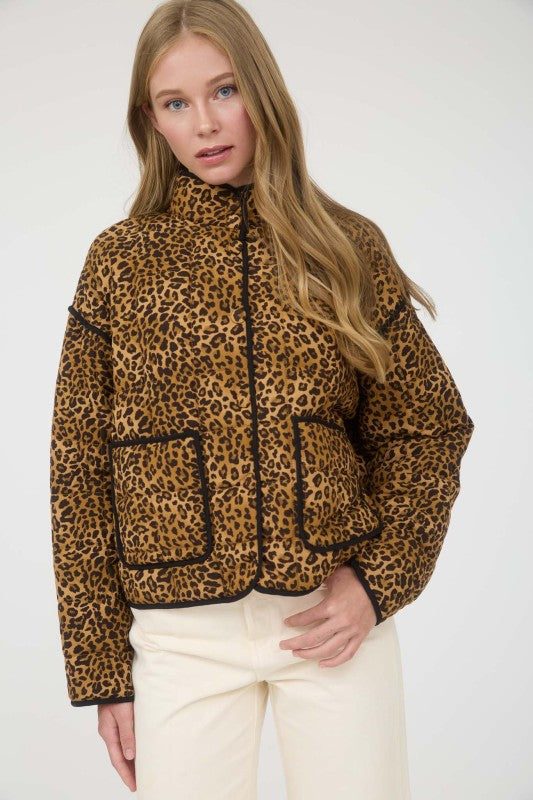 Quilted Leopard Puffer Jacket