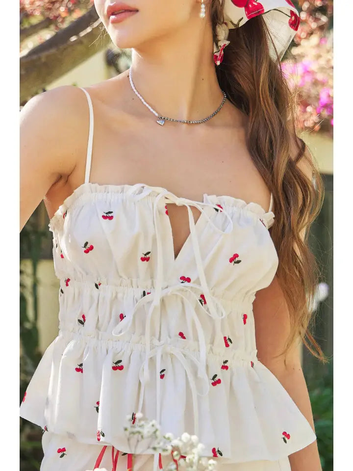 Embroidered Cherry Tank