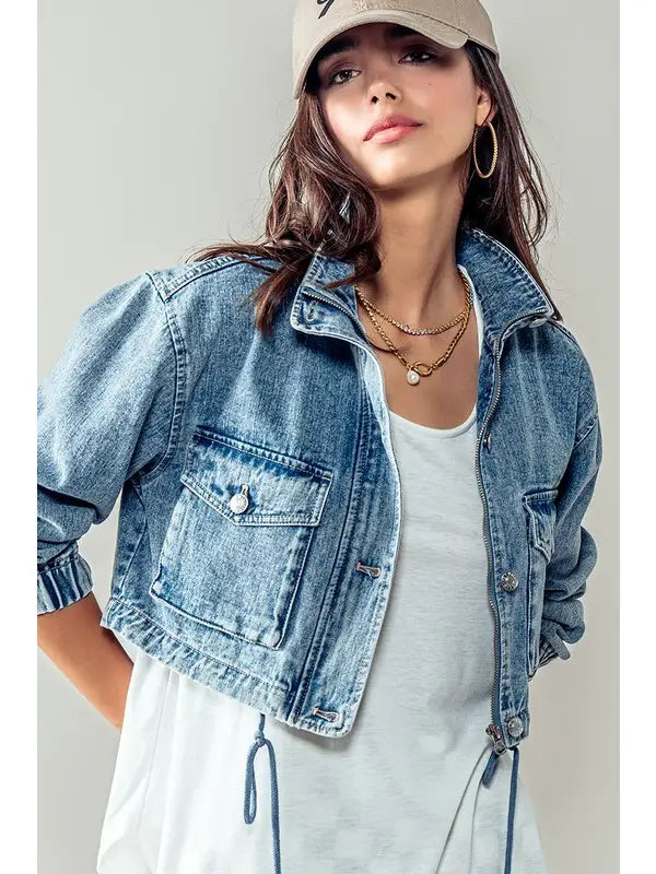 Utility Cropped Denim Jacket