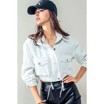 Utility Cropped Denim Jacket