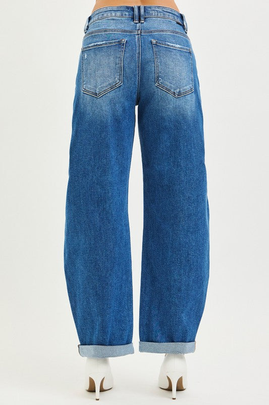 Mid Rise Barrel Jeans