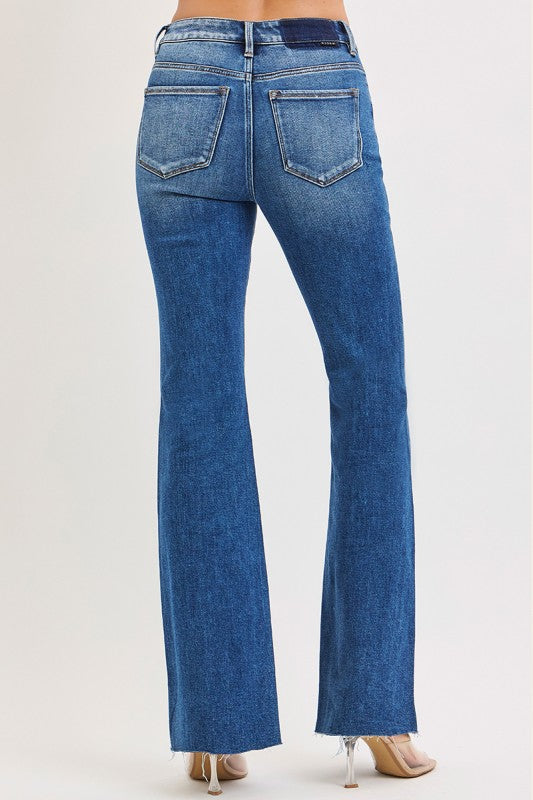Raw Hem High Rise Flare Jeans