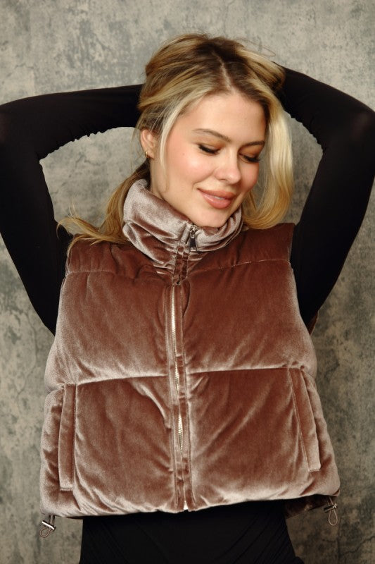 Velvet puffer vest
