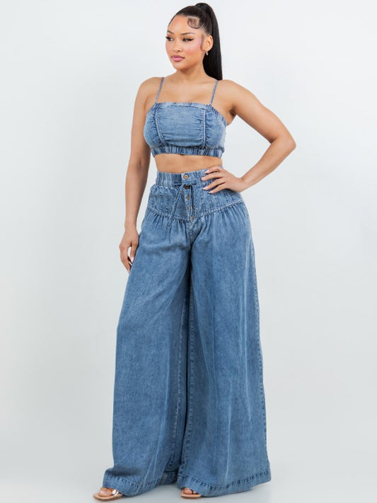 Denim Wide Leg Pants