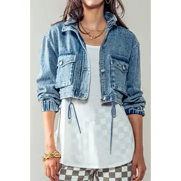 Utility Cropped Denim Jacket