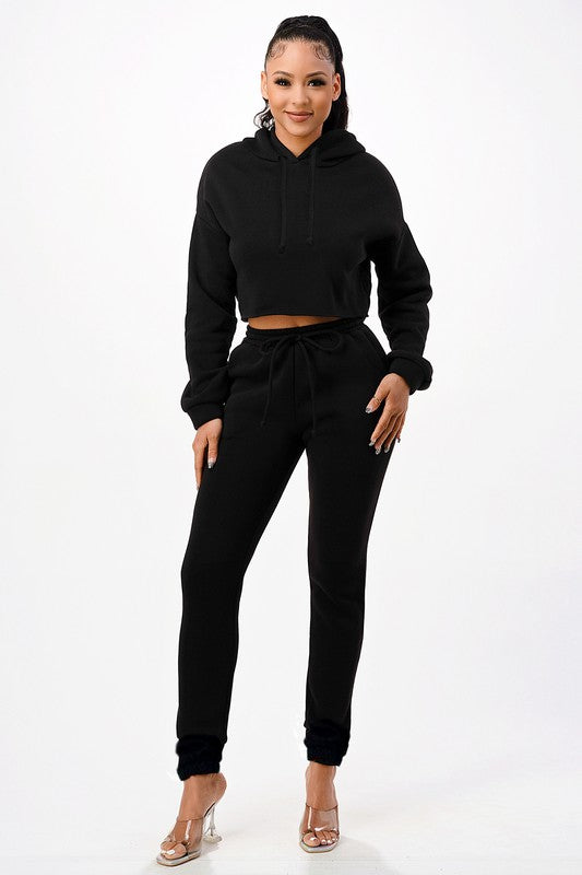 Fleece Crop Hoodie