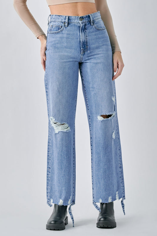 Light Wash Distressed Dad Jean