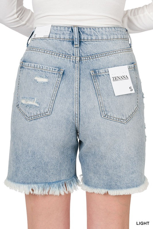 DISTRESSED DENIM SHORTS