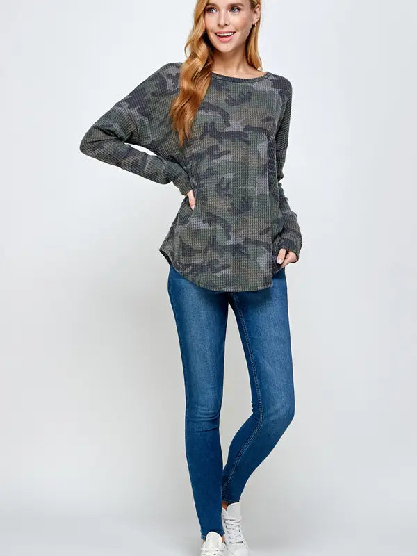 Camo Waffle knit long sleeve