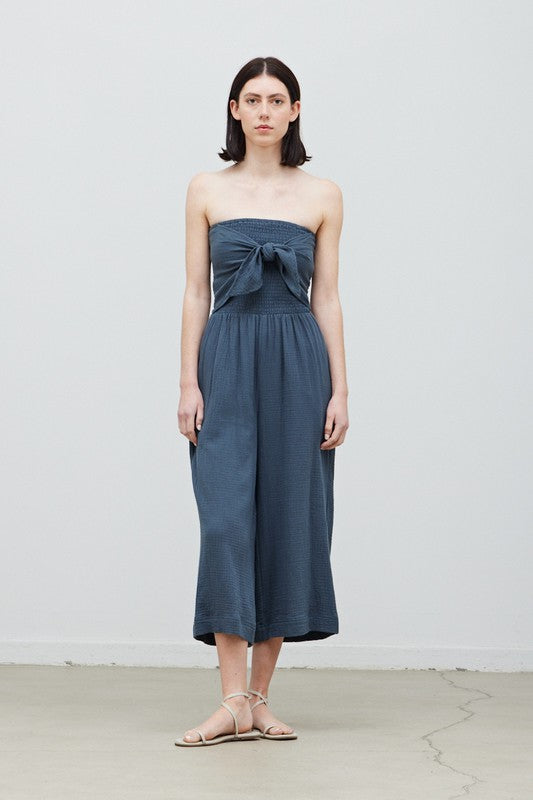 TIE FRONT GAUZE JUMPSUIT