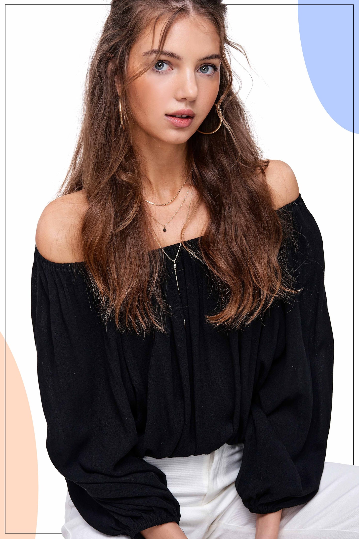 Off The Shoulder Balloon Sleeve Top