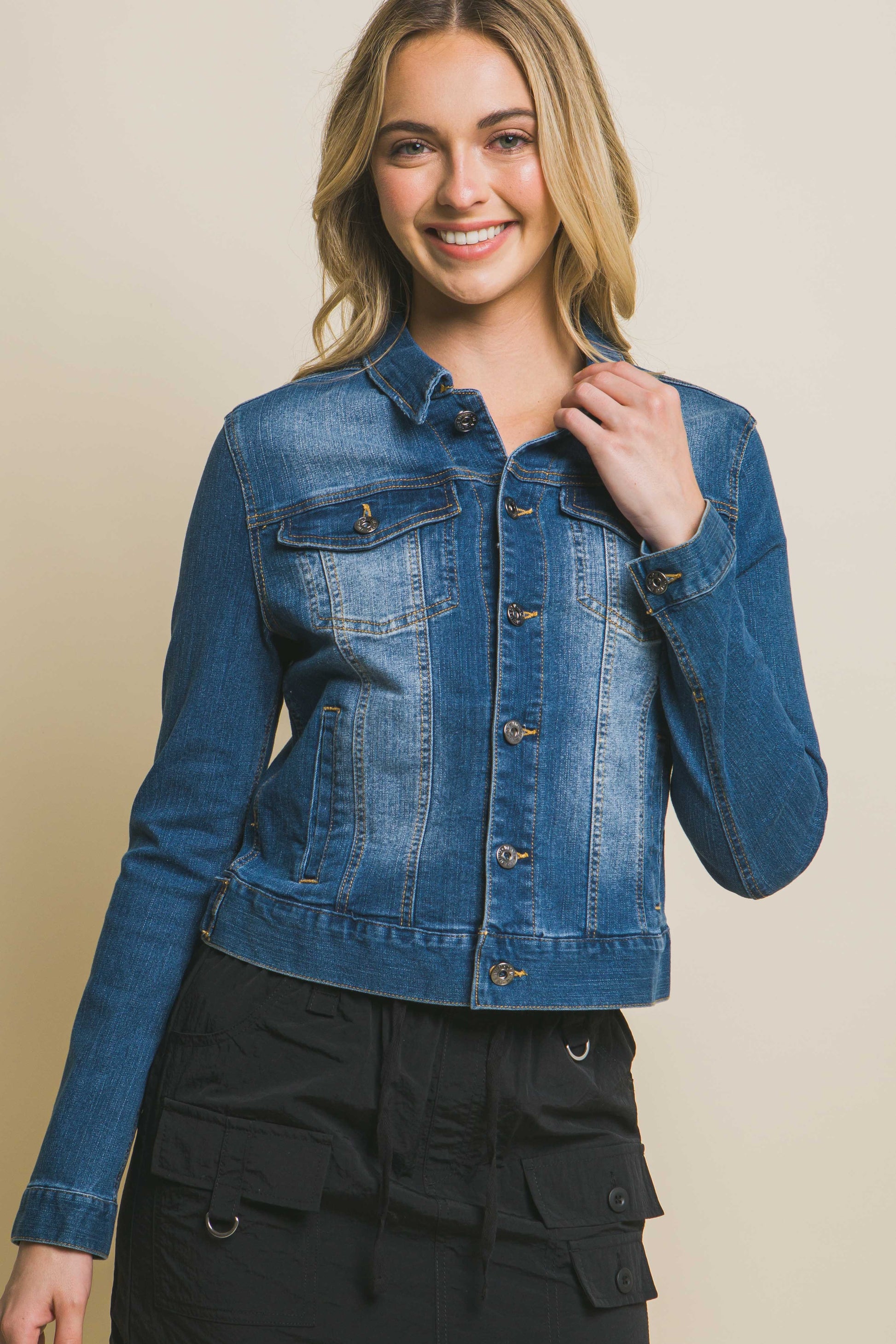 Button up Denim Jacket – Socialyte Boutique - Main Image