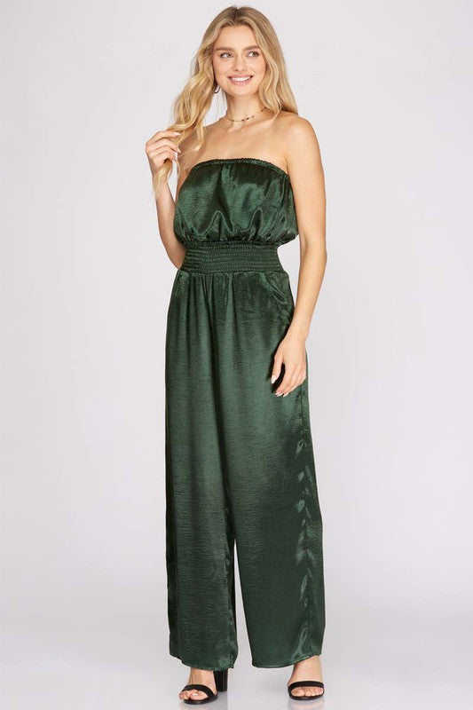 Satin Strapless Jumpsuit