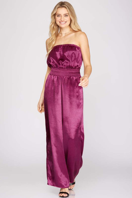 Satin Strapless Jumpsuit