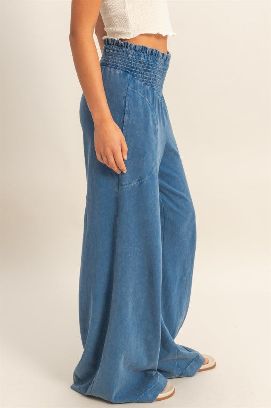 Wide Leg Smocked Pants