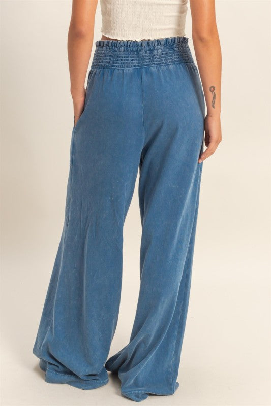 Wide Leg Smocked Pants