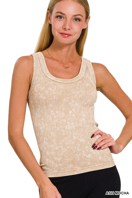 Washed Ribbed Tank Top