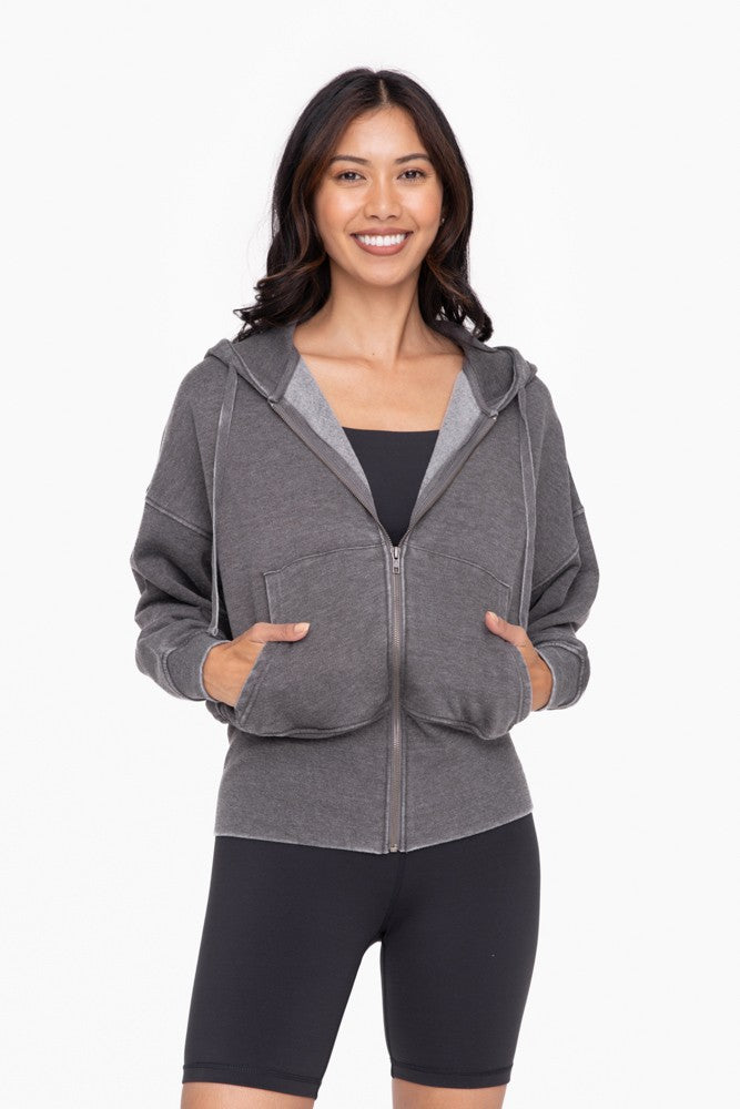 Fleece Hoodie Jacket with Tapered Sleeves