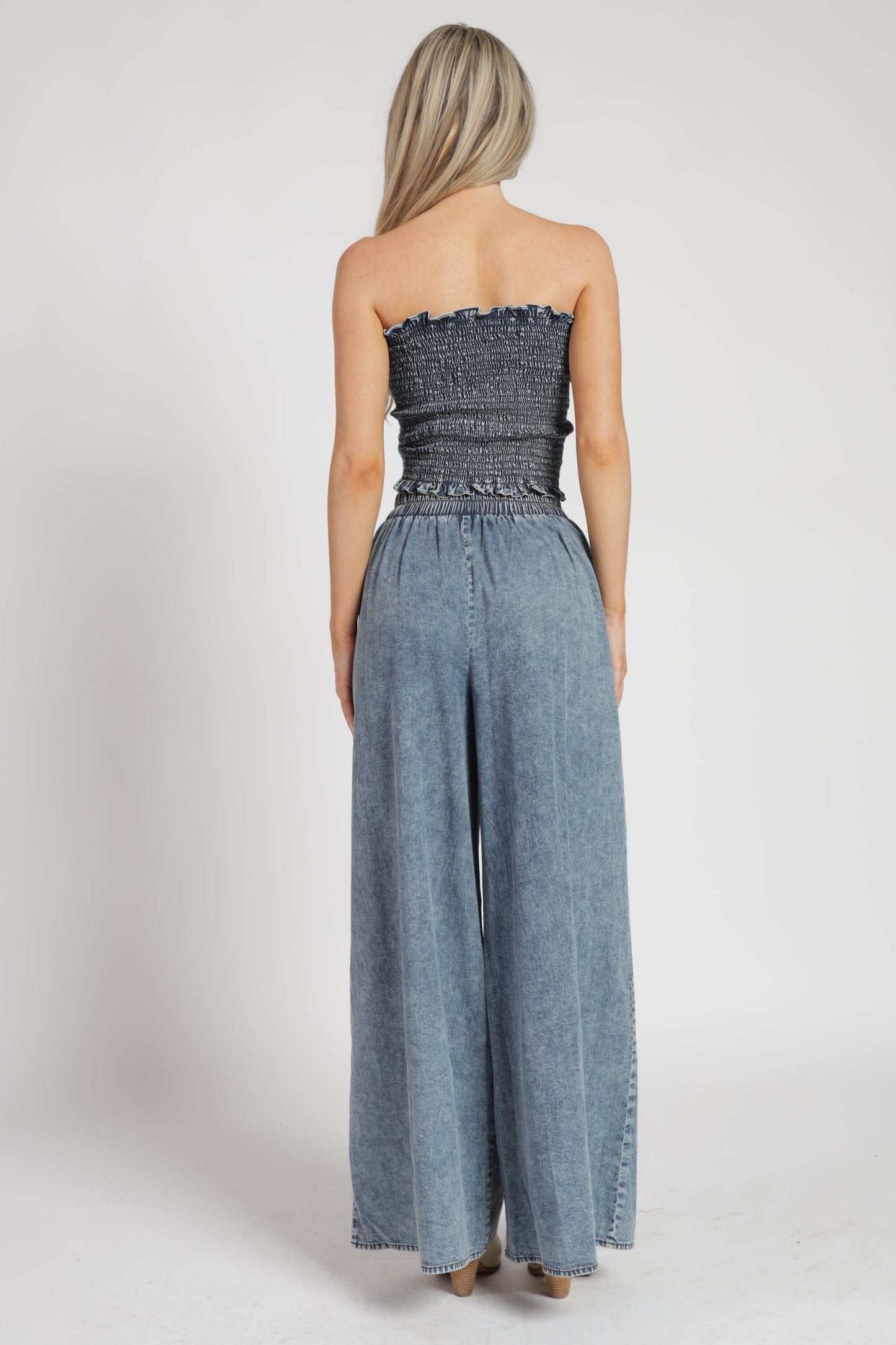 Denim Strapless Tie Top