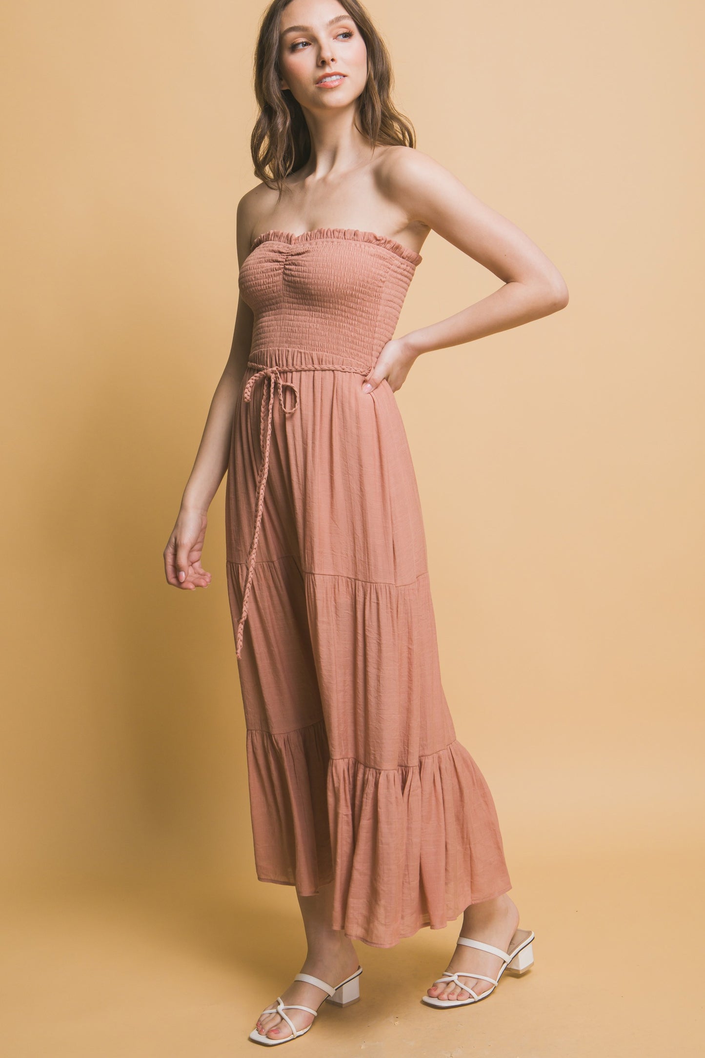 Smocked Strapless Maxi Dress