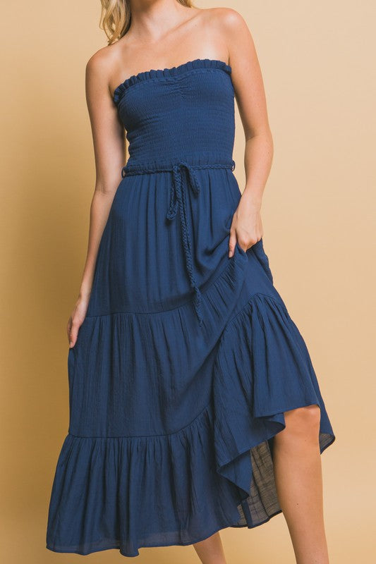 Smocked Strapless Maxi Dress