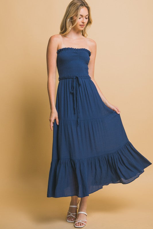 Smocked Strapless Maxi Dress