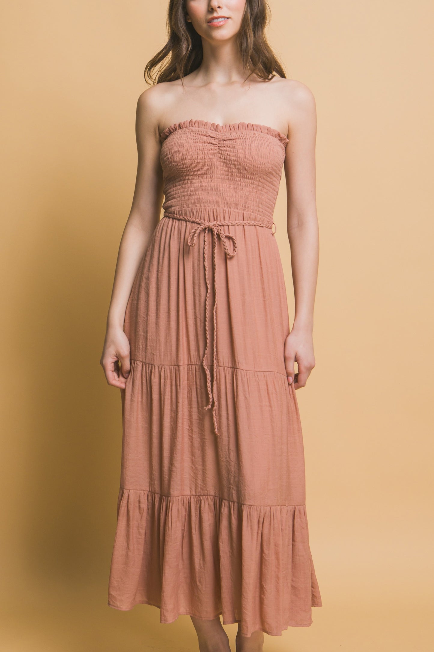 Smocked Strapless Maxi Dress